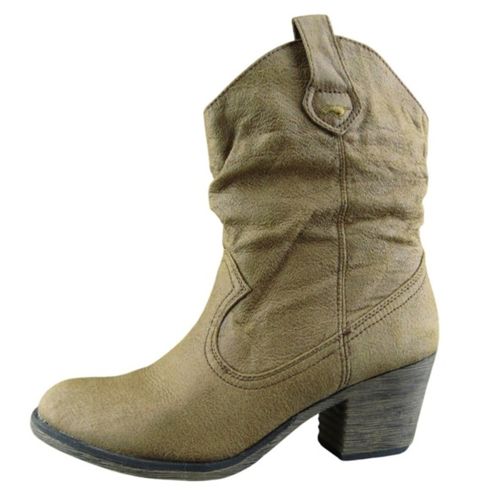 Rocket Dog Women Western Boots Brown Fabric Pull On Size 9 Medium
